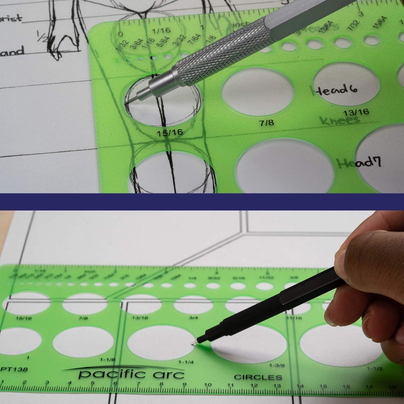 Pacific Arc Circles Template Guide, 40 Perfect Circles from 1/32 to 1 5/8 inch with Inch and Metric Graduations - Image 5