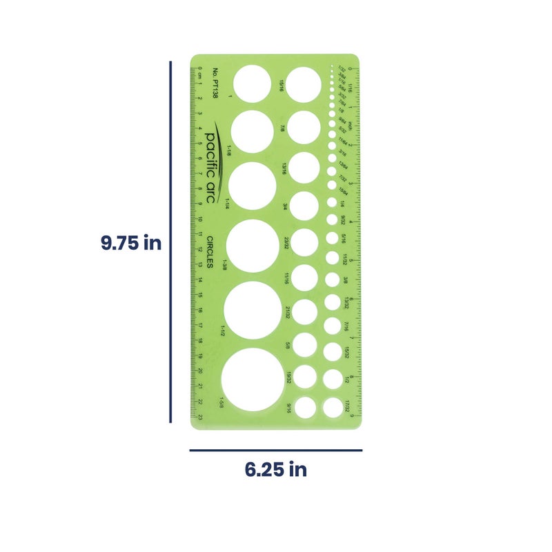 Pacific Arc Circles Template Guide, 40 Perfect Circles from 1/32 to 1 5/8 inch with Inch and Metric Graduations - Image 2