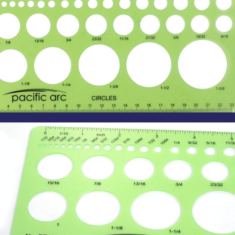 Pacific Arc Circles Template Guide, 40 Perfect Circles from 1/32 to 1 5/8 inch with Inch and Metric Graduations - Image 4