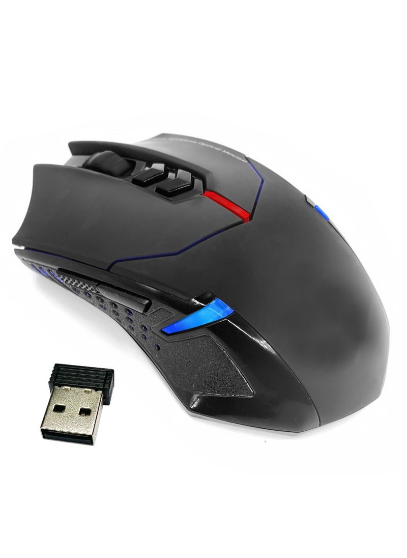 SKY-TOUCH - Wireless Gaming Mouse with Unique Silent Click, Ergonomic Grips 2400 DPI 2 Programmable Side Buttons, Breathing Backlit 7-Button Design- Black - Image 1