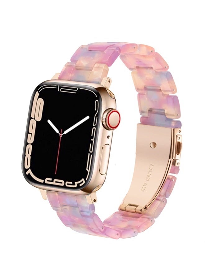 DEALELE Bands Compatible with iWatch 38mm 40mm 41mm, Colorful Resin Replacement Strap for Apple Watch Series 8 / 7 / 6 / 5 / 4 / 3 / SE Women Men, Dream pink - Image 1