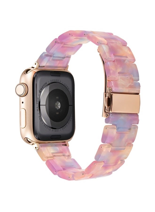 DEALELE Bands Compatible with iWatch 38mm 40mm 41mm, Colorful Resin Replacement Strap for Apple Watch Series 8 / 7 / 6 / 5 / 4 / 3 / SE Women Men, Dream pink - Image 2