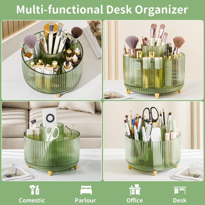 fanado 360Â° Rotate Makeup Brush Holder Organizer, Makeup Organizers Countertop, Makeup organization and Skincare Storage for Vanity, Desktop, Bathroom (Clear Green) - Image 3