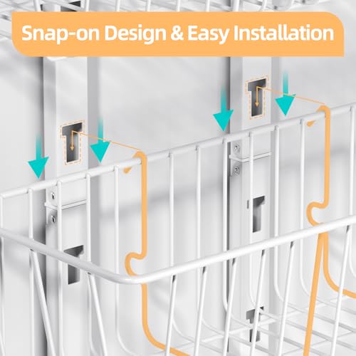 Upesitom 6 Tier Over the Door Pantry Organizer, Foldable Metal Over the Door Hanging Spice Rack with 6 Baskets, Adjustable Hanging Storage Rack for Kitchen, Bedroom, Laundry Room, Bathroom Essentials, White - Image 4