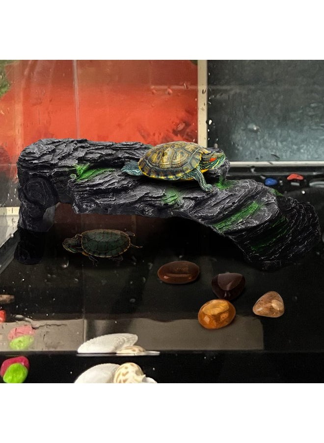 Hamiledyi - Turtle Basking Platform,Tortoise Dock Resting Rock Turtle Climbing Ramp Shale Step Ledge Aquarium Terrarium Decoration for Tortoise Bearded Dragon Lizard Chamelon Frog Gecko Snakes Iguana Betta Fish - Image 1
