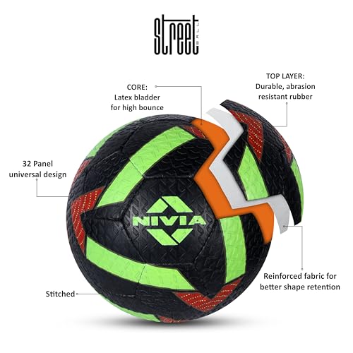 Nivia Street Football, Training Ball, 32 Panels, Durable Rubber Cover Hand-Stitched, Latex Bladder, Training Ball Standard, Made for Practice Sessions, to Play On Hard Ground - Image 3