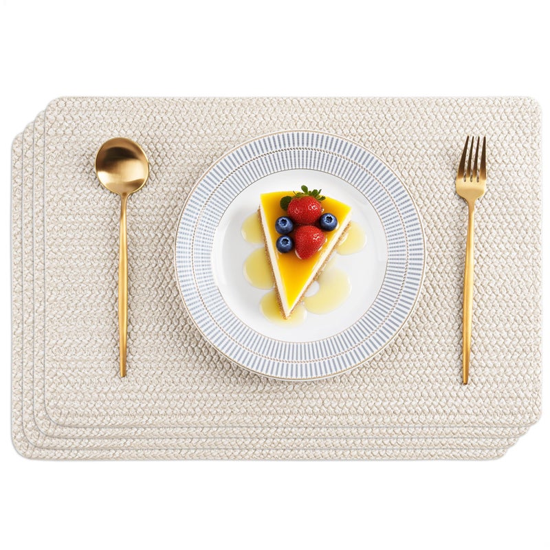 POLYTE Indoor/Outdoor Washable Woven Vinyl Table Dining Placemats, Set of 4 - Image 1