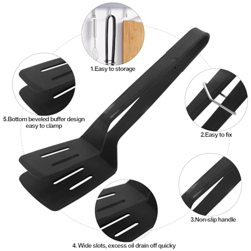 KIBBEH Silicone Kitchen Cooking Tongs, Premium Stainless Steel Silicone Barbecue Clamp, Multipurpose BBQ Clamp Spatula for Gripper Bread Clip, Fried Steak Clamp, Flipping Fish, Toast Salad Tongs（11 Inch） - Image 3