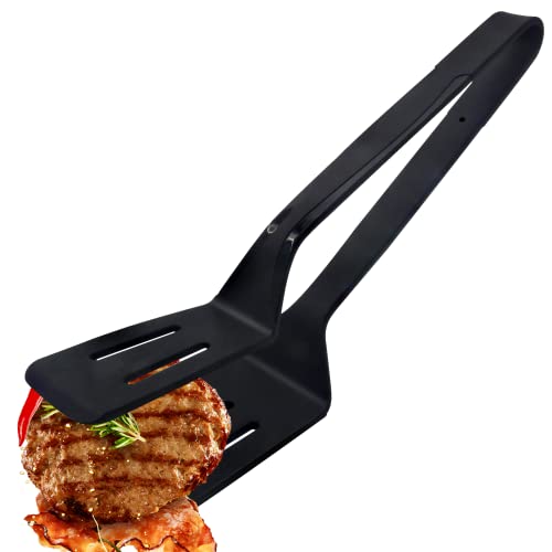 KIBBEH Silicone Kitchen Cooking Tongs, Premium Stainless Steel Silicone Barbecue Clamp, Multipurpose BBQ Clamp Spatula for Gripper Bread Clip, Fried Steak Clamp, Flipping Fish, Toast Salad Tongs（11 Inch） - Image 1