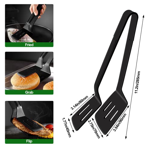 KIBBEH Silicone Kitchen Cooking Tongs, Premium Stainless Steel Silicone Barbecue Clamp, Multipurpose BBQ Clamp Spatula for Gripper Bread Clip, Fried Steak Clamp, Flipping Fish, Toast Salad Tongs（11 Inch） - Image 2