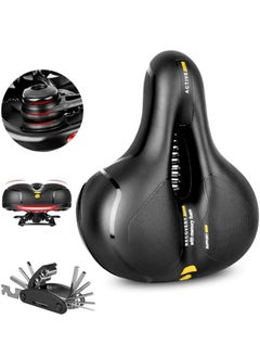 Generic Bicycle Saddle with Shock Absorbing Memory Foam, Wide Bike Seat Cushion Waterproof Hollow, Unisex Comfort for Road Mountain Exercise Bikes, Includes 16-in-1 Hex Wrenches  - Image 1