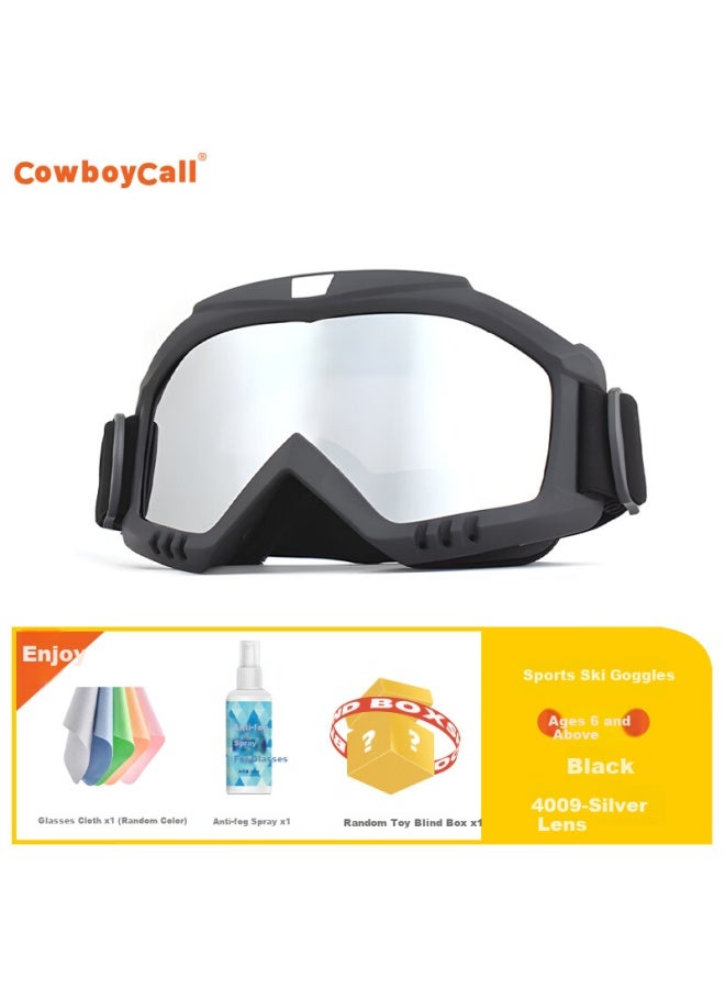 COWBOYCALL Cowboycall Ski Goggles 4009-black Frame Silver Lens Ski Goggles Riding Windproof Goggles Outdoor Climbing Glasses Children's Ski Goggles - Image 1