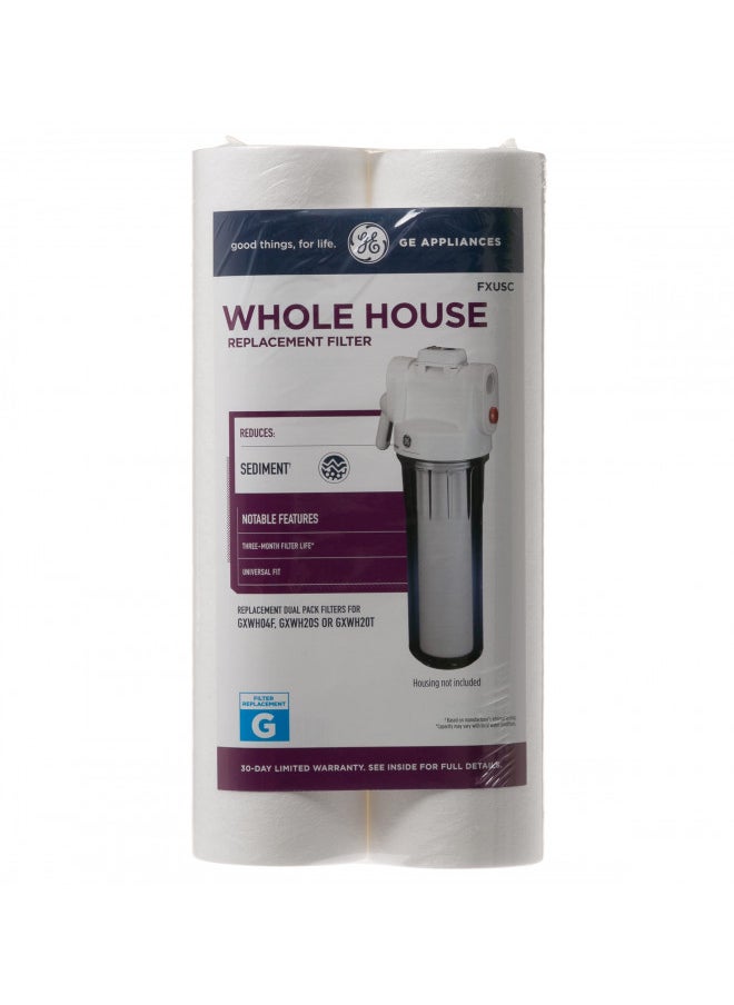 GE Appliances FXUSC Whole Home Universal System Basic Replacement Water Filter (2-pack), White