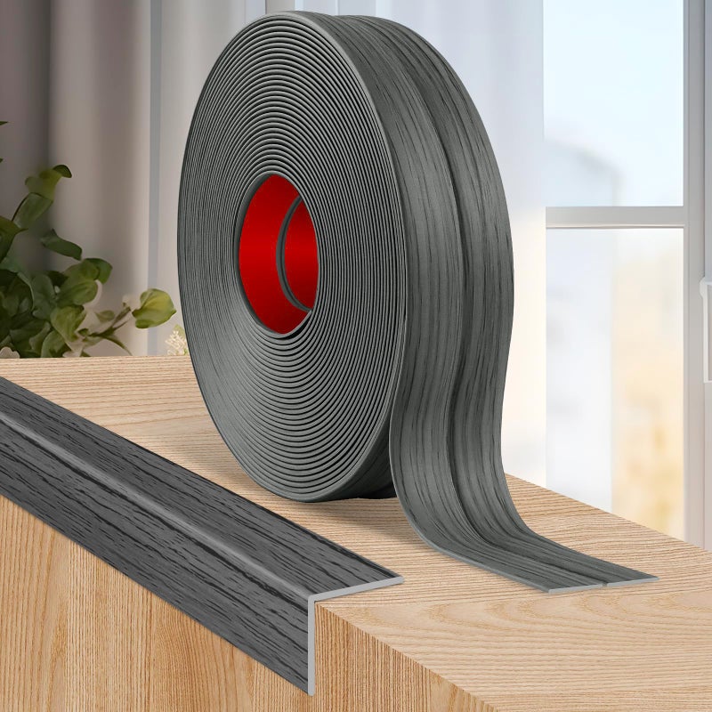 LSGCQ Flexible Wall Corner Protector Moulding Trim Peel and Stick Wall Corner Guards Edge Protector Self Adhesive Molding Trim Strip for Edge Ceiling Deep Gray Wood Grain 08 in x 40 Ft - Image 2