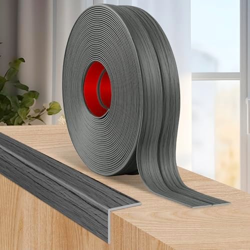 LSGCQ Flexible Wall Corner Protector Moulding Trim Peel and Stick Wall Corner Guards Edge Protector Self Adhesive Molding Trim Strip for Edge Ceiling Deep Gray Wood Grain 08 in x 40 Ft - Image 1