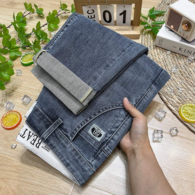 Autumn Jeans Mens Trendy Brand Loose Straight Pants 2024 New Spring and Autumn Washed Casual Mens Pants Autumn and Winter 7610 blue gray 