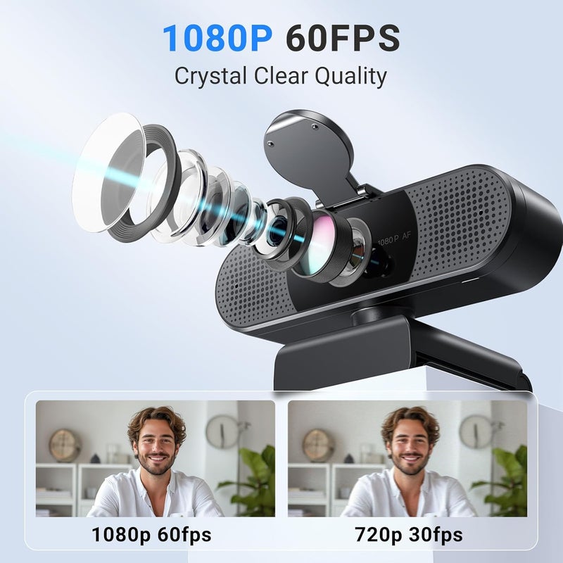 eMeet 2024 Upgraded C960 Webcam, Autofocus, 73° View Angle, Computer Camera w/Privacy Cover and Microphone, 1080P HD Webcam for PC, Plug and Play USB Webcam for Video Calling/Zoom/Skype/Teams/Webex - Image 2