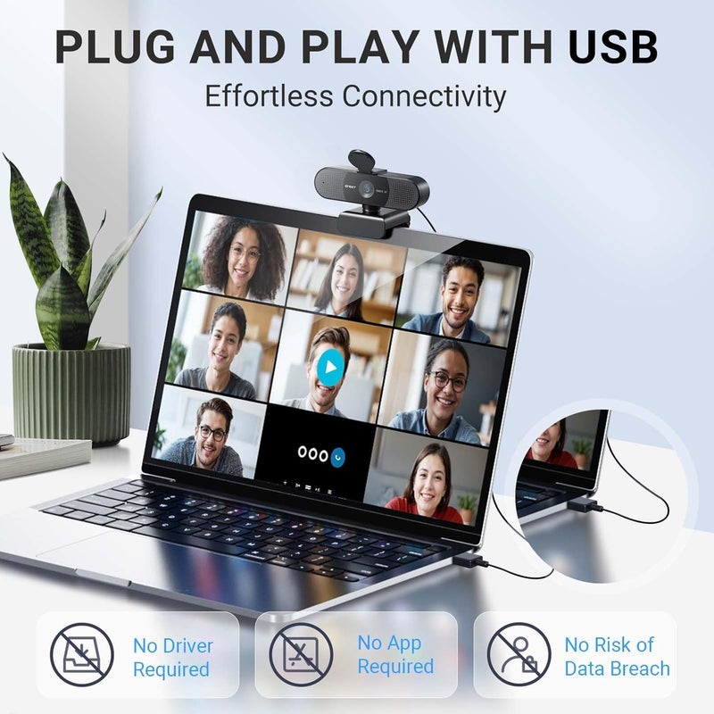 eMeet 2024 Upgraded C960 Webcam, Autofocus, 73° View Angle, Computer Camera w/Privacy Cover and Microphone, 1080P HD Webcam for PC, Plug and Play USB Webcam for Video Calling/Zoom/Skype/Teams/Webex - Image 4