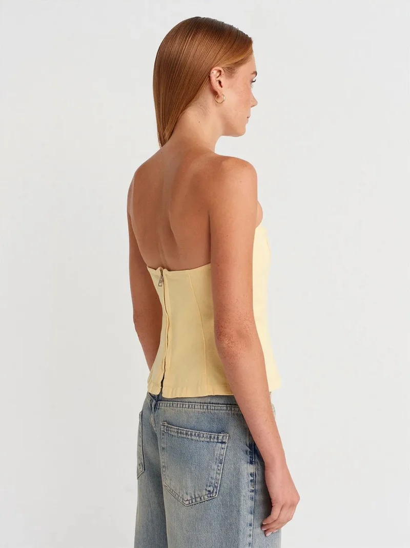 ديلفين Dilvin Strapless Fitted Peplum Blouse