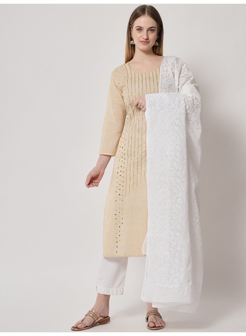 Alaya Hand Embroidered Chikankari Kota Dupatta-AL3573 - Image 2