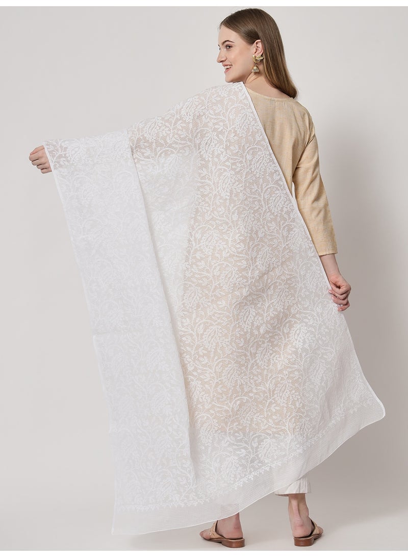 Alaya Hand Embroidered Chikankari Kota Dupatta-AL3573 - Image 3