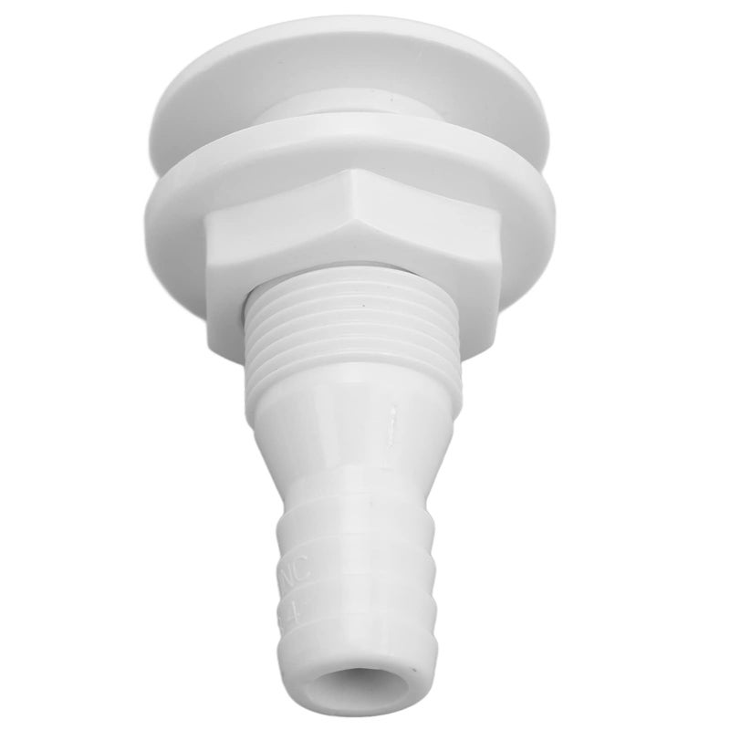 White 3 4 Inch ABS Plastic Boat Through Hull Connector Hose Coupling Drain Outlet - Image 4