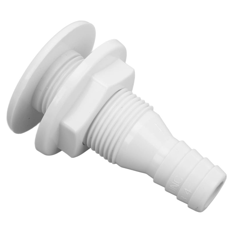 White 3 4 Inch ABS Plastic Boat Through Hull Connector Hose Coupling Drain Outlet - Image 3