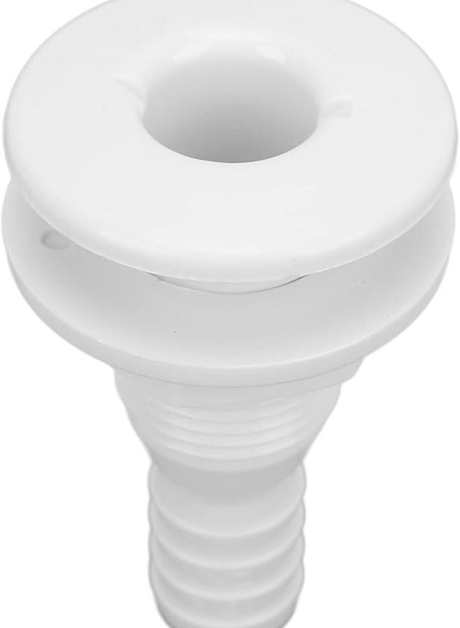 White 3 4 Inch ABS Plastic Boat Through Hull Connector Hose Coupling Drain Outlet - Image 1