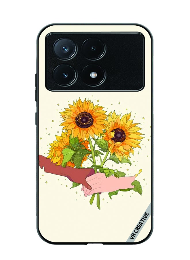 VR CREATIVE Protective Case Cover For Xiaomi Poco X6 Pro Sunflower With Hands Design Multicolour - Image 1