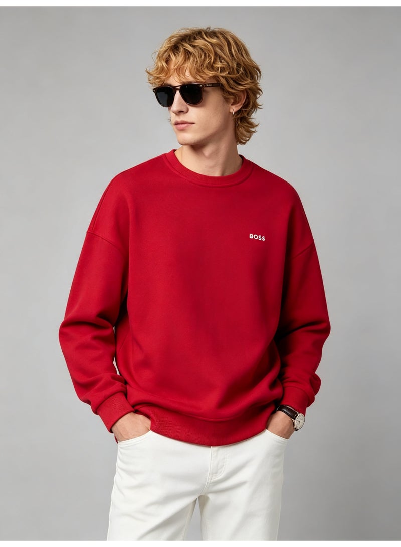 BOSS Men’s and Women’s Crew Neck Sweatshirt Casual Long Sleeve Top Red - Image 1