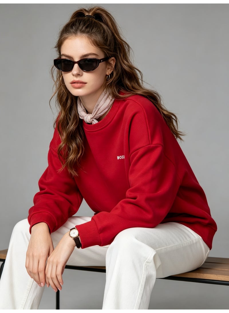 BOSS Men’s and Women’s Crew Neck Sweatshirt Casual Long Sleeve Top Red - Image 3