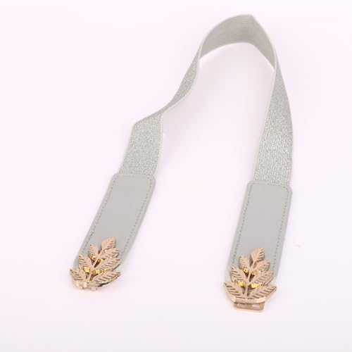 REDHORNS Elastic Fabric Waist Belt for Women Dresses Leaf Design Stretchy Slim Ladies Belt for Saree Girls Jeans - Free Size (LD22V_Silver) - Image 5