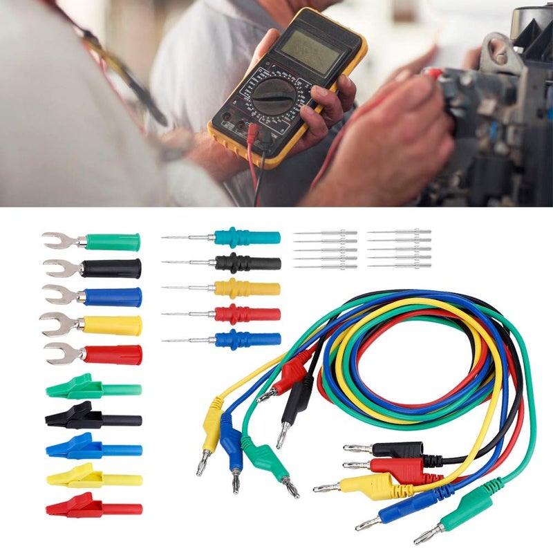 طقم مقبس موز 4 مم مع مشبك تمساح ومسبار U لأجهزة القياس المتعددة ومصادر الطاقة P1036B - Image 1