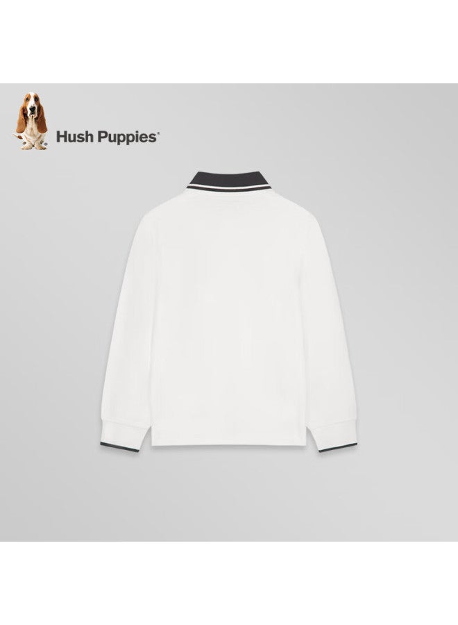 Hush Puppies Hush Puppies Boys' Long-sleeve Polo Shirt, Spring 2025 New Style Children's Undershirt, Casual Top, White, Size 140  - Image 5