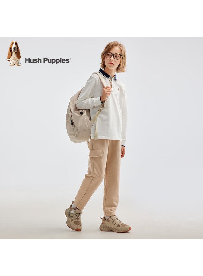 Hush Puppies Hush Puppies Boys' Long-sleeve Polo Shirt, Spring 2025 New Style Children's Undershirt, Casual Top, White, Size 140  - Image 2