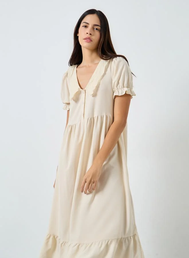 Styli Styli Extended Collar Placket Detail Nightdress