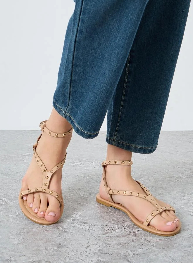 Styli Styli Studded Ankle Starp Flat Sandals