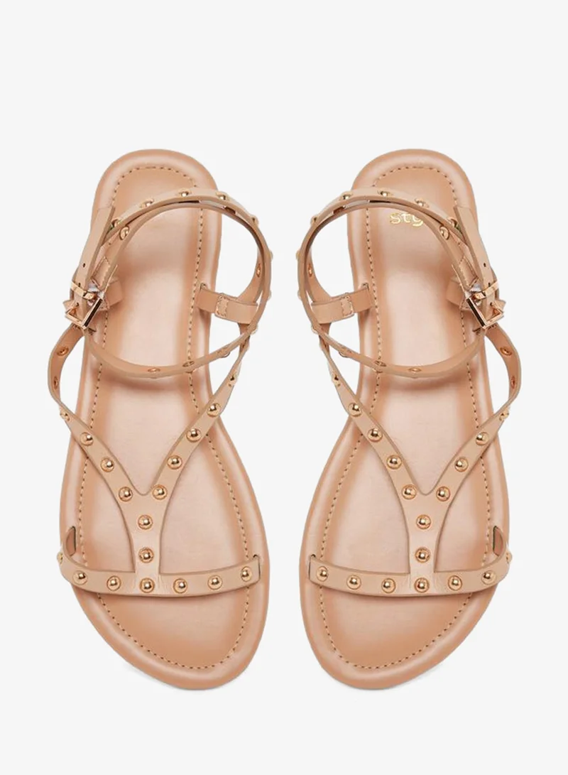 Styli Styli Studded Ankle Starp Flat Sandals