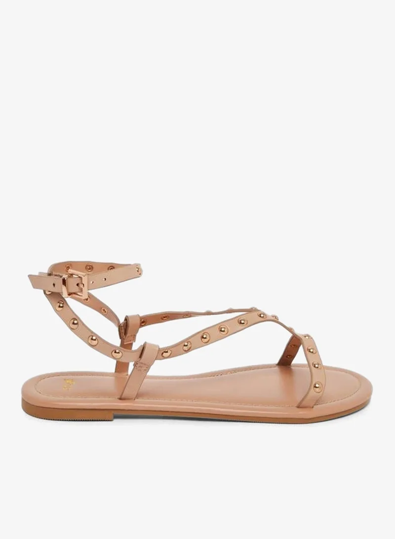 ستايلي صندل فلات مرصع مع سير كاحل