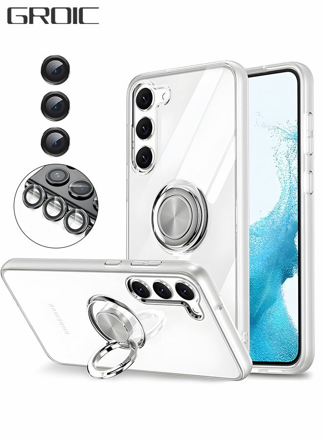 GROIC جراب كريستال لهاتف Samsung Galaxy S23 Plus مقاس 6.6 بوصة مع حامل مغناطيسي [حامل حلقي دوار 360 درجة] [غير مصفر] غطاء هاتف شفاف نحيف مقاوم للصدمات مع طبقة واقية للكاميرا - Image 1