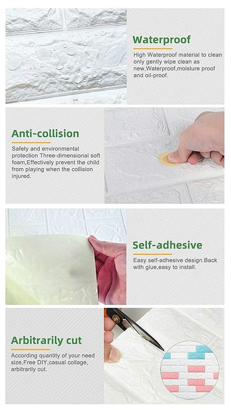 Jig-Tik 3D Brick Wallpaper for Wall – Self Adhesive PE Foam Wall Stickers, 3D Wall Paper Waterproof DIY Wall Panels for Home & Office Décor (70 x 77cm) (Pack of 20) - Image 5
