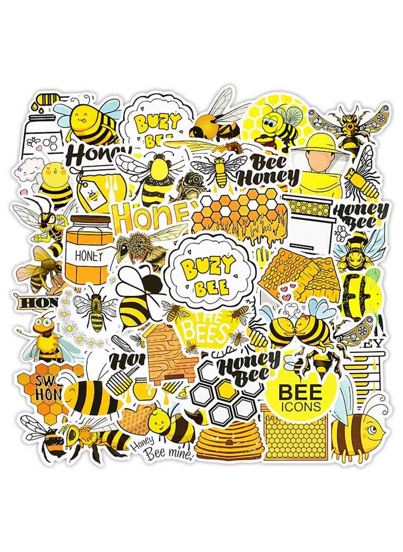 Generic - 50Pcs Bee Stickers for Kids Cute Bee Stickers for Water Bottle Waterproof Honey Bee Stickers Bulk - Image 1