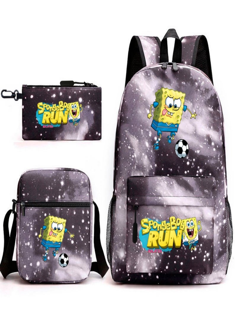SpongeBob SquarePants Children Backpack Schoolbag Teen Student School Book bag with Lunch Box Pen Case 3 in 1 for Kids
