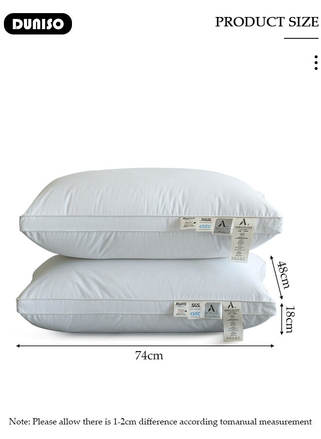 DUNISO Simple and Fashion Hotel Bed Pillows High Quality Super Soft Fluffy Filled Pillows with Double-sides for Sleeping for Sofa,Bed (2 Pack, White)  - Image 4