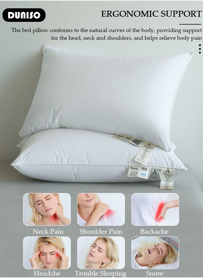 DUNISO Simple and Fashion Hotel Bed Pillows High Quality Super Soft Fluffy Filled Pillows with Double-sides for Sleeping for Sofa,Bed (2 Pack, White)  - Image 2