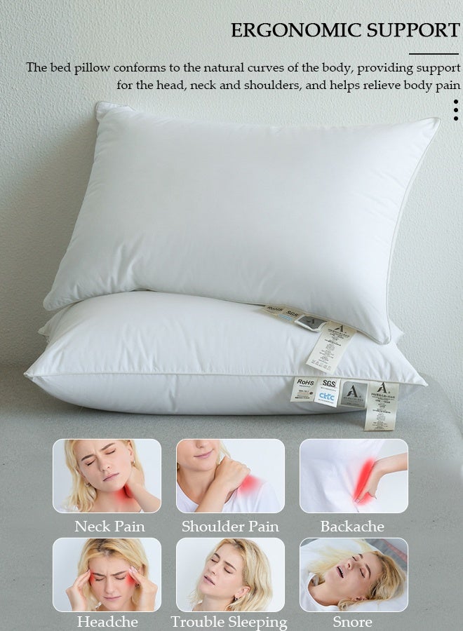 DUNISO Simple and Fashion Hotel Bed Pillows High Quality Super Soft Fluffy Filled Pillows with Double-sides for Sleeping for Sofa,Bed (2 Pack, White) - Image 2