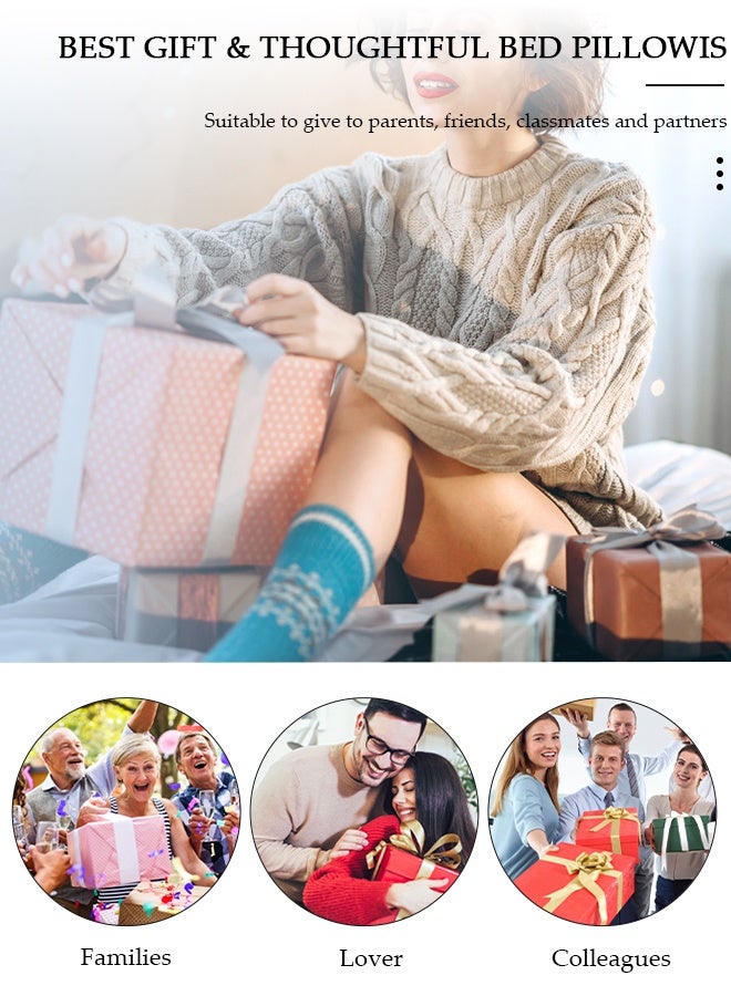 DUNISO Simple and Fashion Hotel Bed Pillows High Quality Super Soft Fluffy Filled Pillows with Double-sides for Sleeping for Sofa,Bed (2 Pack, White) - Image 3