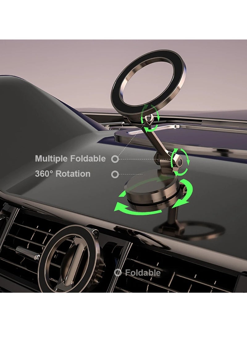 AROAQ Car Magnetic Phone Holder, Zinc Alloy Folding Magnetic Car Compact Cell Phone Holder, 360 Degree Rotatable Dashboard Navigation Mobile Phone Mount, Strong And Durable Cell Phone Stand For Car, (Black) - Image 3