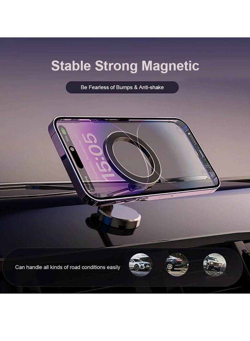 AROAQ Car Magnetic Phone Holder, Zinc Alloy Folding Magnetic Car Compact Cell Phone Holder, 360 Degree Rotatable Dashboard Navigation Mobile Phone Mount, Strong And Durable Cell Phone Stand For Car, (Black) - Image 4