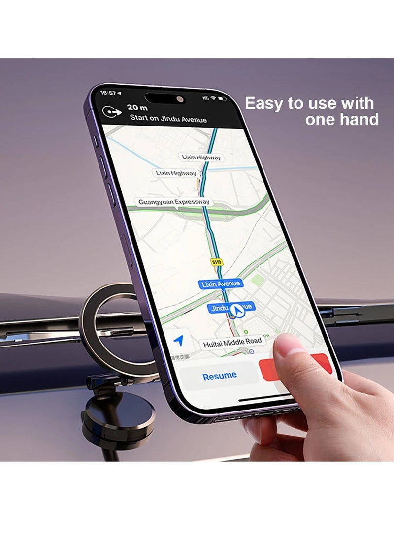 AROAQ Car Magnetic Phone Holder, Zinc Alloy Folding Magnetic Car Compact Cell Phone Holder, 360 Degree Rotatable Dashboard Navigation Mobile Phone Mount, Strong And Durable Cell Phone Stand For Car, (Black) - Image 2